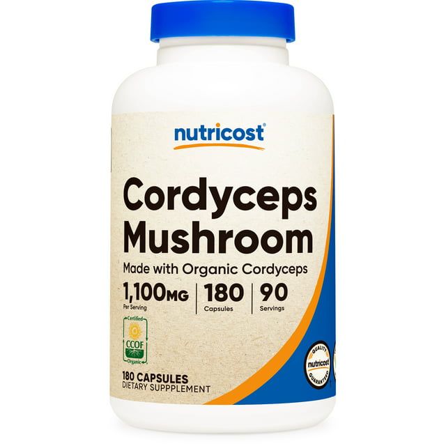 Nutricost Cordyceps Mushroom Capsules 1100mg, 180 Capsules, 90 Serv Organic Supplement