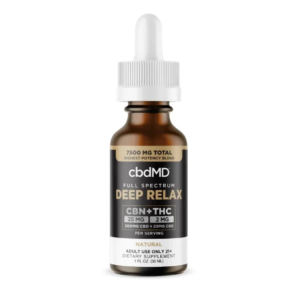 cbdMD Deep Relax Tincture 25mg CBN, 2mg THC, 200mg CBD - 7500mg