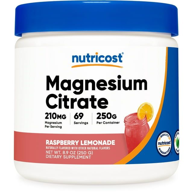Nutricost Magnesium Citrate Powder (Raspberry Lemonade, 250 Grams) Non GMO Supplement