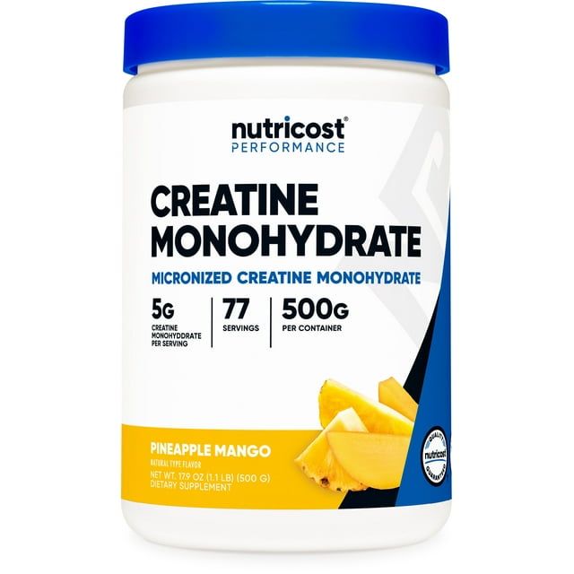 Nutricost Creatine Monohydrate Powder (Pineapple Mango, 500 Gram) Micronized Creatine Supplement Vegan, Non GMO, Gluten Free