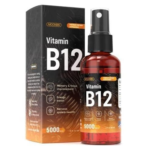 Moonrin B12 Liquid Spray Drops for Energy and Nerve Function Support Brain Memory Mood Immune System with B12 Sublingual Vitamins 2 Fl Oz
