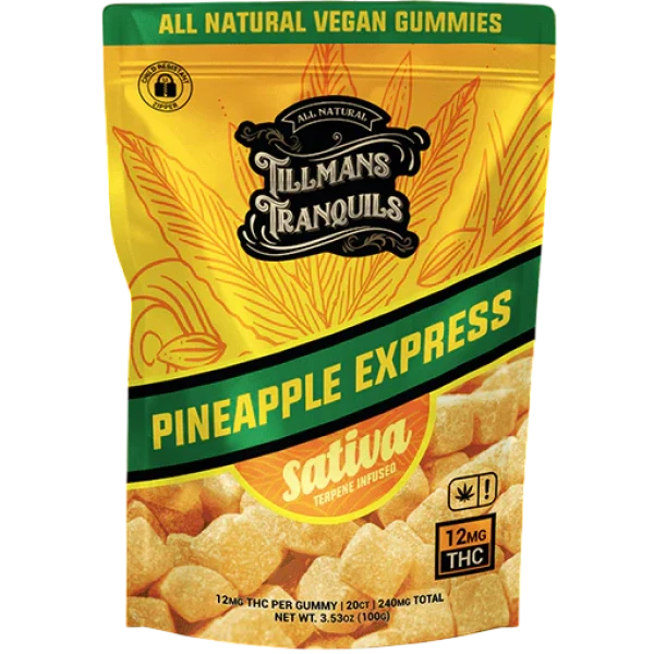 Tillmans Tranquils Pineaaple Express Gummies - Sativa - 20 Count - 12mg THC