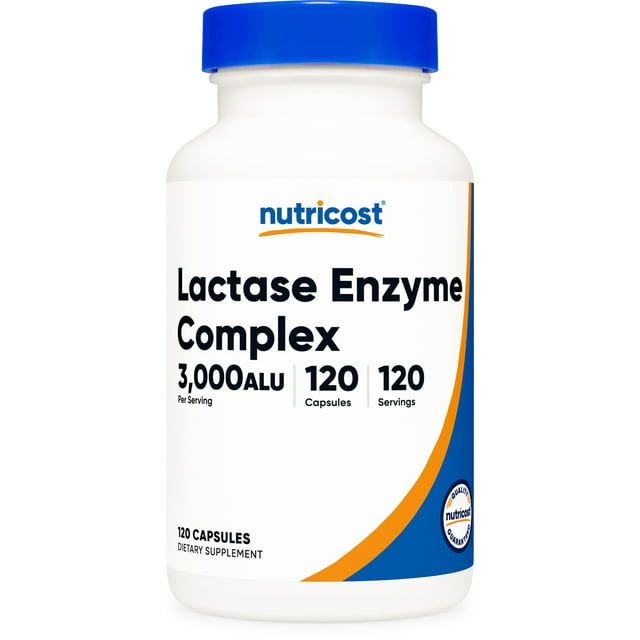 Nutricost Lactase Enzyme Complex 3,000 FCC ALU, 120 Capsules Non GMO Supplement
