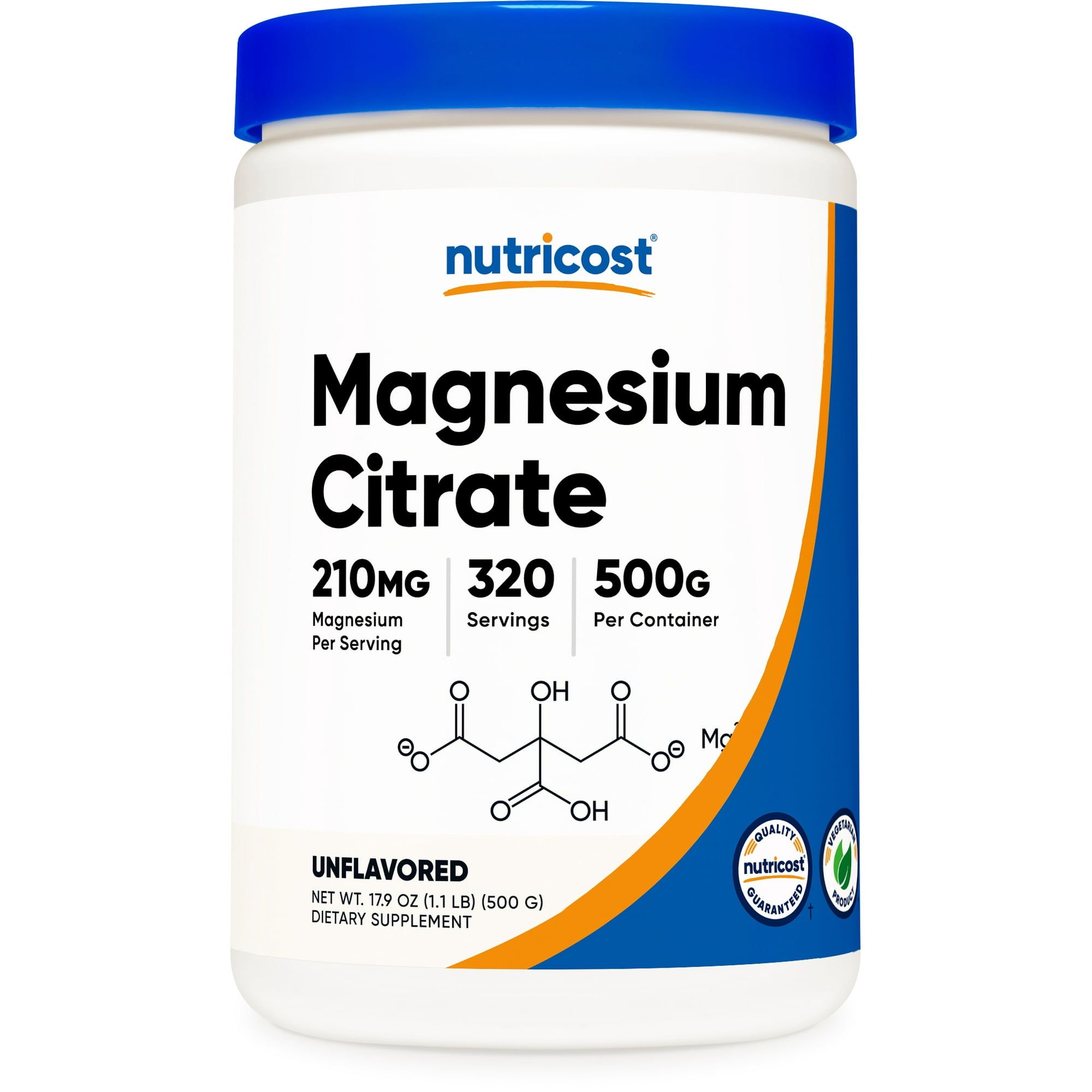 Nutricost Magnesium Citrate Powder (500 Grams) Unflavored Gluten Free Supplement