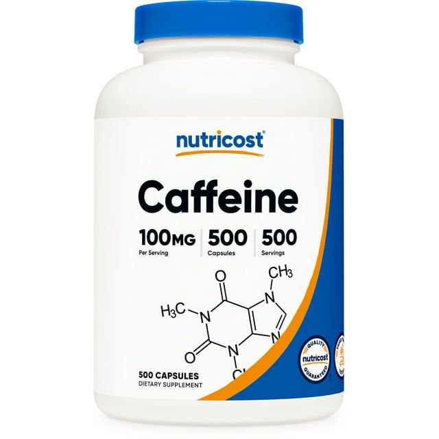 Nutricost Caffeine Capsules 100mg, 500 Capsules Non GMO, Gluten Free Supplement