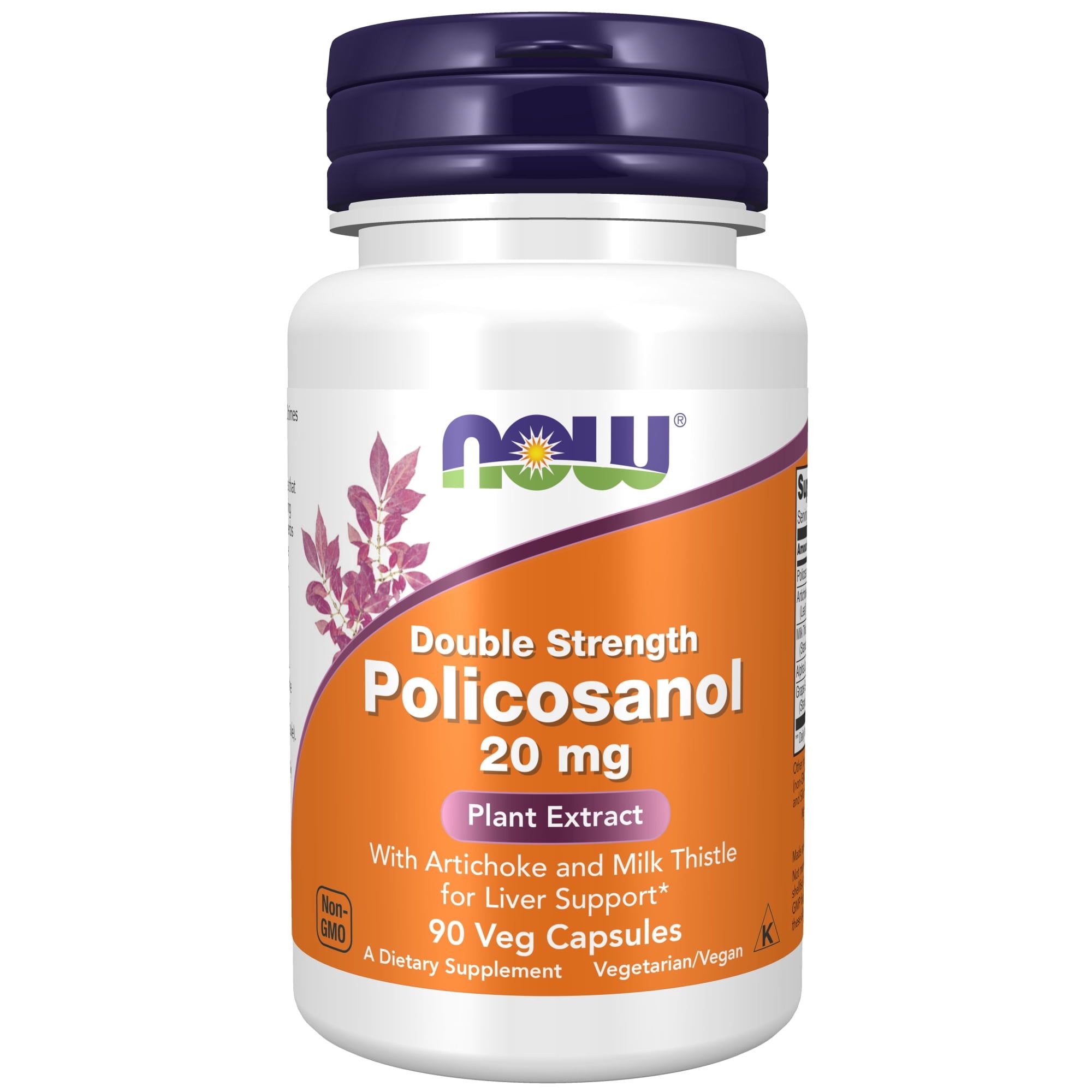 NOW Supplements, Policosanol 20 mg, Double Strength, Blend of Long Chain Fatty alcohols (LCFAs) Derived from Sugar Cane, 90 Veg Capsules