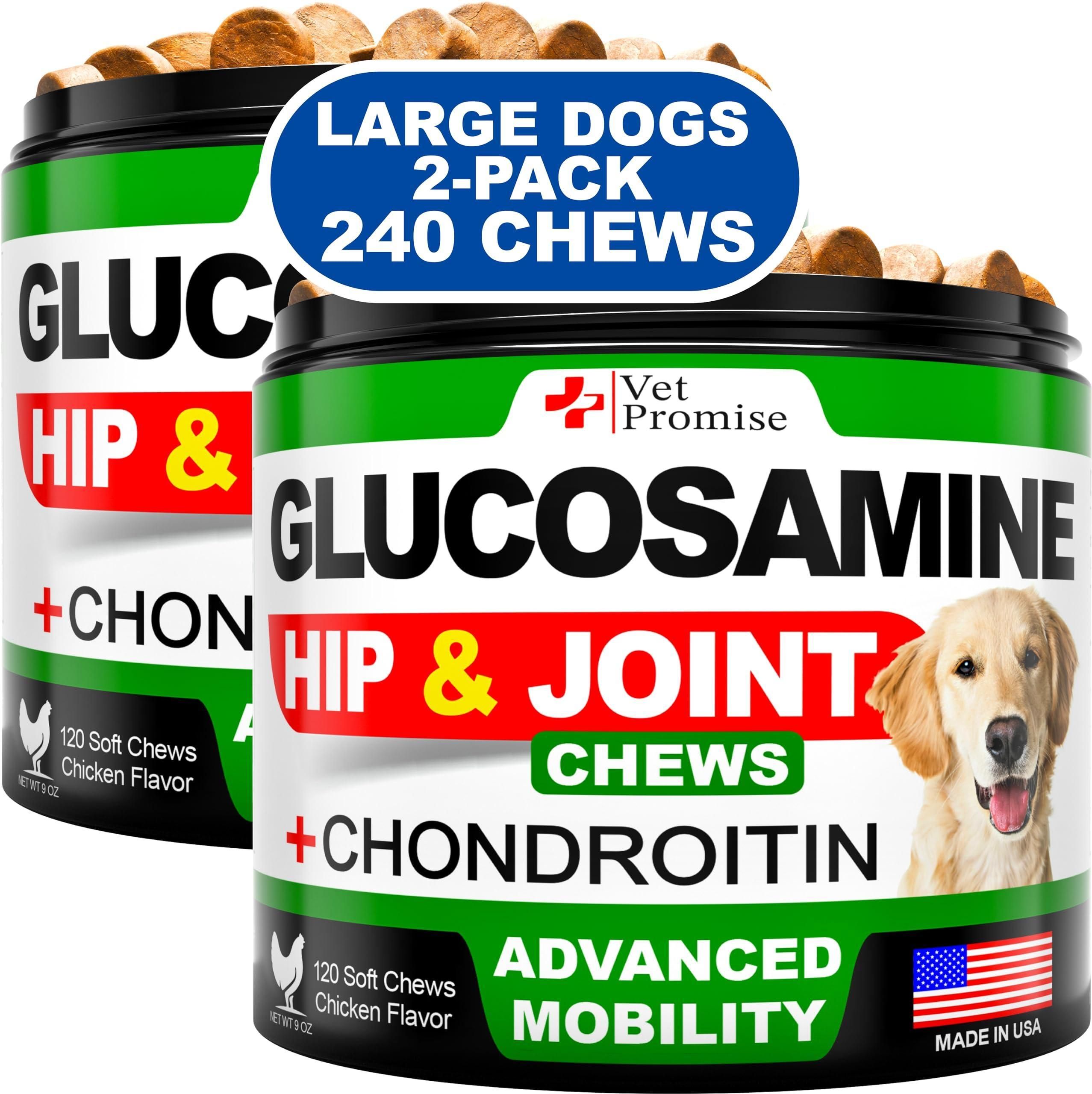 Vet Promise Glucosamine for Dogs 2 Pack Hip and Joint Supplement with Chondroitin 240 Chews