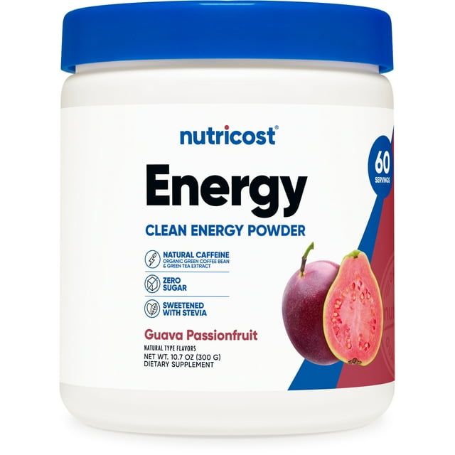 Nutricost Energy Complex Guava Passion Fruit (60 Servings) | Clean Energy Powder, Sweetened with Stevia, Natural Caffeine (300g)