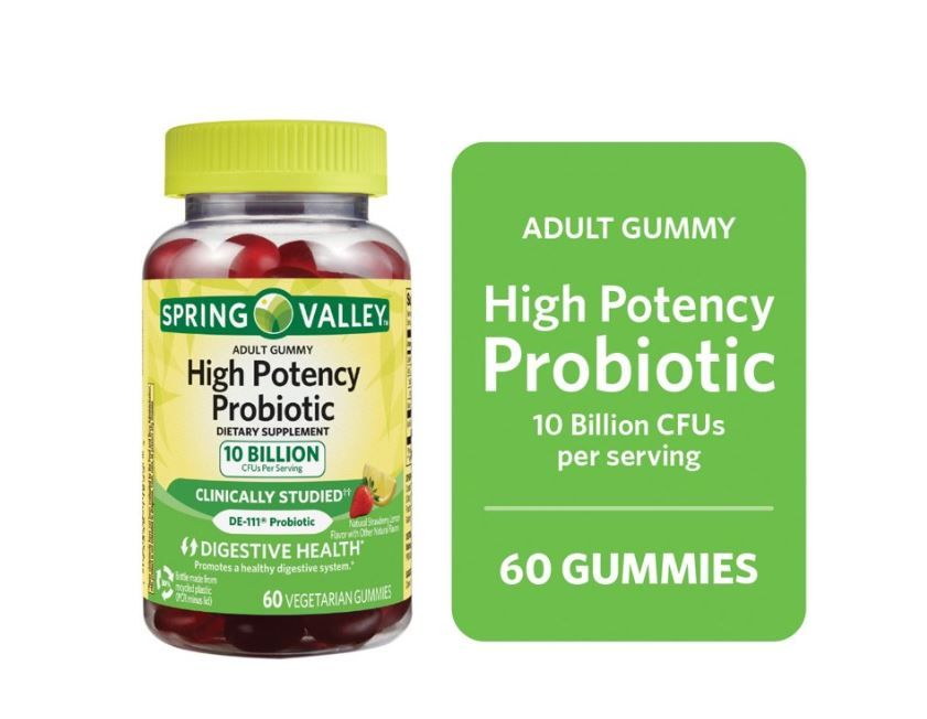 Spring Valley High Potency Probiotic Gummies, 10B CFU, Strawberry Lemonade, 60 Count Unisex