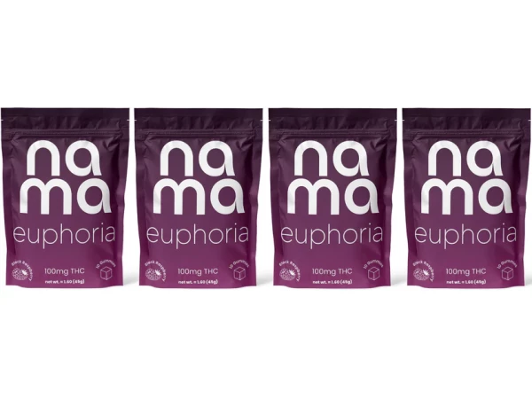 nama Euphoria Black Raspberry Gummies with 10mg THC per gummy - 40 Count