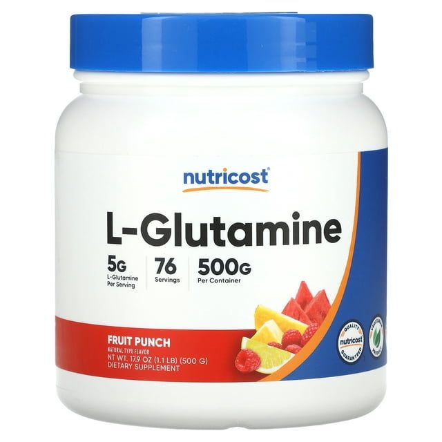 Nutricost L Glutamine Powder 500 Grams (Fruit Punch) Amino Acid, Non GMO