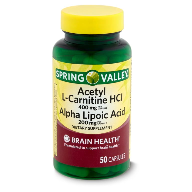 Spring Valley Acetyl L Carnitine HCl and Alpha Lipoic Acid Dietary Supplement, 50 Count