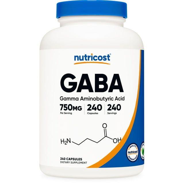 Nutricost GABA (Gamma Aminobutyric Acid) 750mg, 240 Capsules Non GMO, Gluten Free Supplement