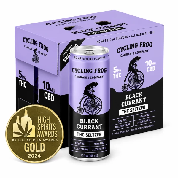 Highest Goods Cycling Frog 5mg THC Seltzer  Black Currant - 6pk