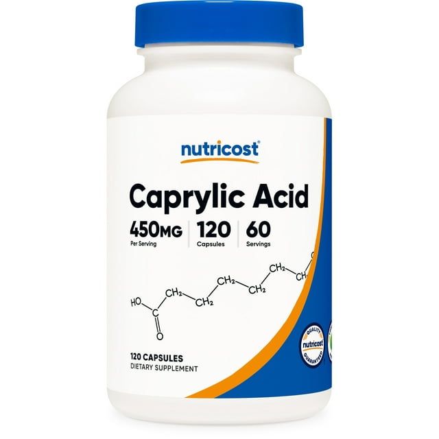 Nutricost Caprylic Acid Capsules, 450 mg, 60 Servings Vegetarian, Non GMO and Gluten Free 120 Capsules with 225mg Each