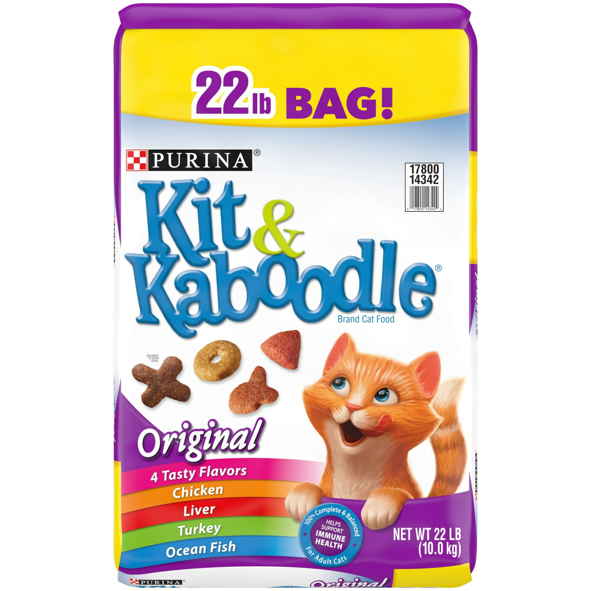 Kit & Kaboodle Purina Kit and Kaboodle Original Dry Cat Food for Adult Cats, Immune Health Support, 22 lb Bag