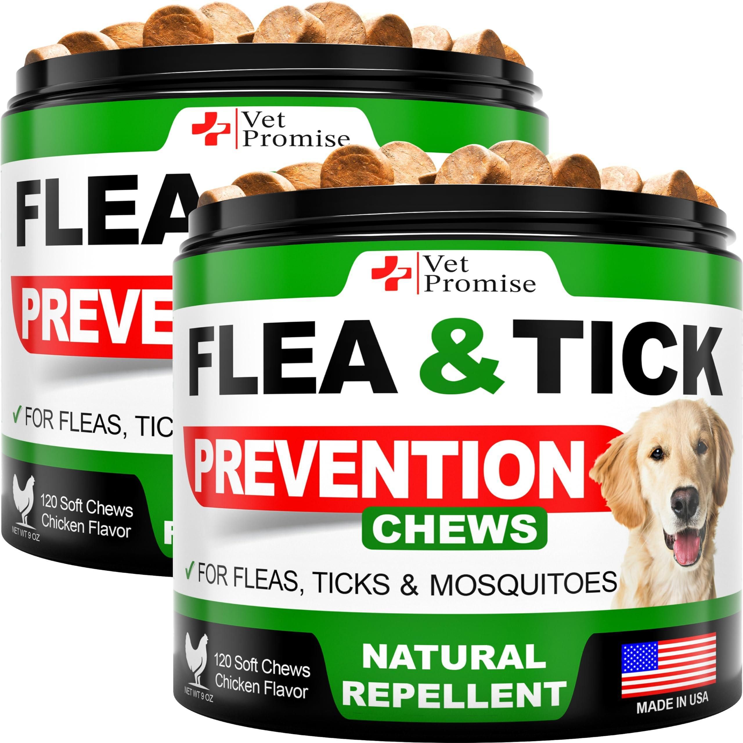 Vet Promise 2 Pack Flea and Tick Prevention for Dogs Chewables for All Breeds and Ages 240 Treats