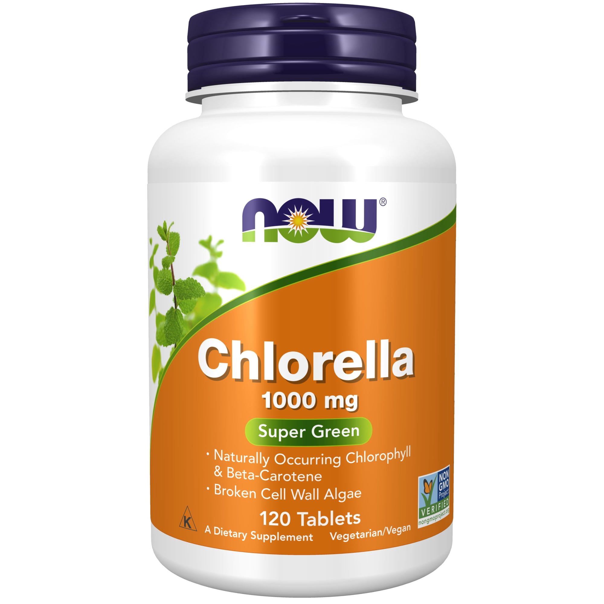 NOW Supplements, Chlorella 1000 mg with naturally occurring Chlorophyll, Beta Carotene, mixed Carotenoids, Vitamin C, Iron and Protein, 120 Tablets