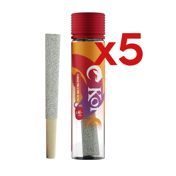 Koi THCA Pre-Roll, Diamond-Infused - Strawberry Cough (Sativa) - 1g, 5-pack