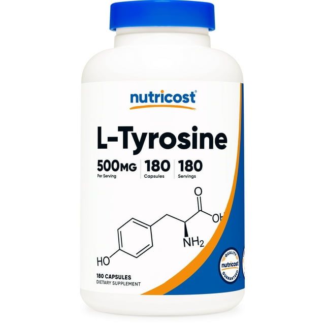 Nutricost L Tyrosine 500mg, 180 Capsules Non GMO & Gluten Free Supplement