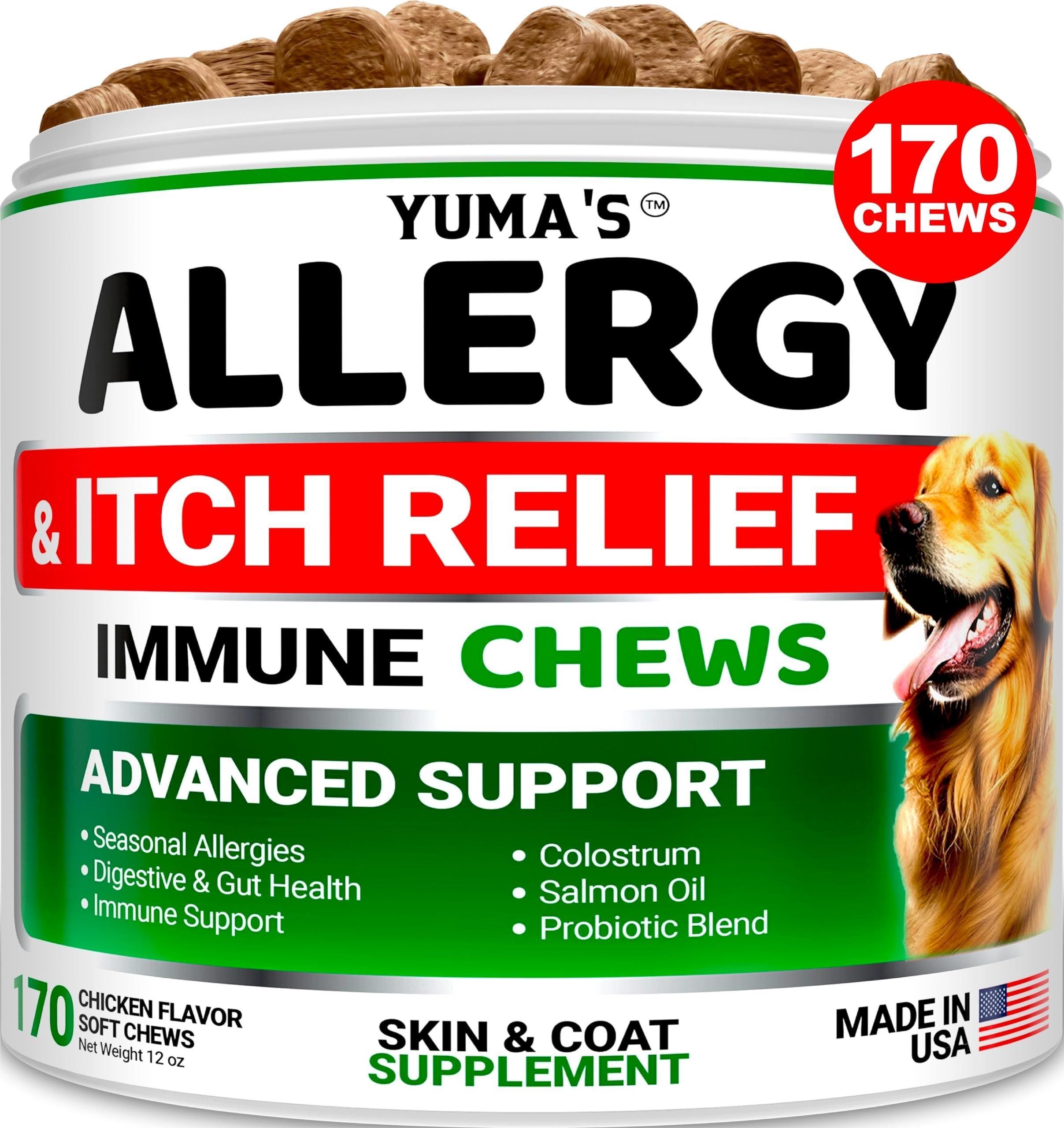 Yuma'S Dog Allergy Relief Chews Dog Itching Skin Relief Treatment Pills 170 Treats Anti Itch for Dogs