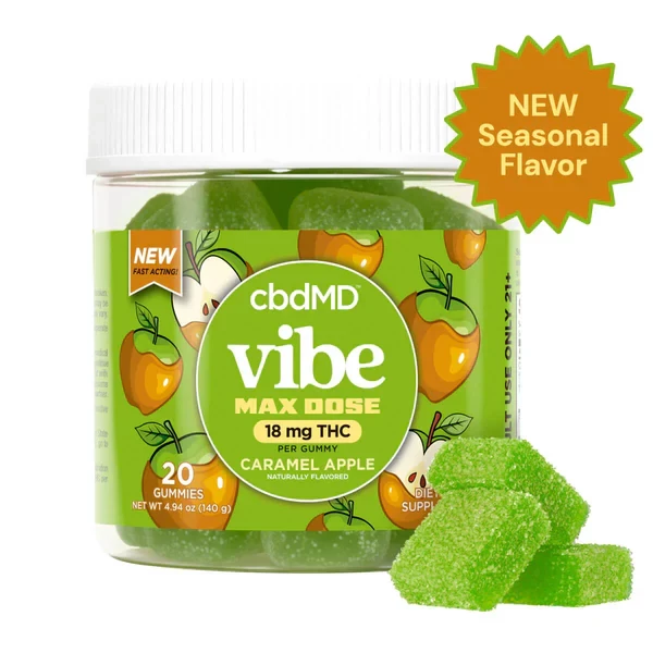 cbdMD 18mg Delta-9 THC Max Dose Nano Gummies - Caramel Apple