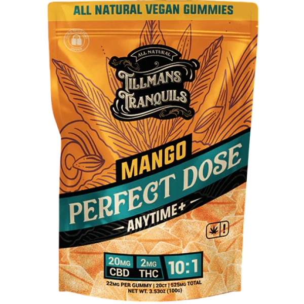 Tillmans Tranquils Relax Gummies Mango - 20 Count, 20mg CBD,  2mg THC