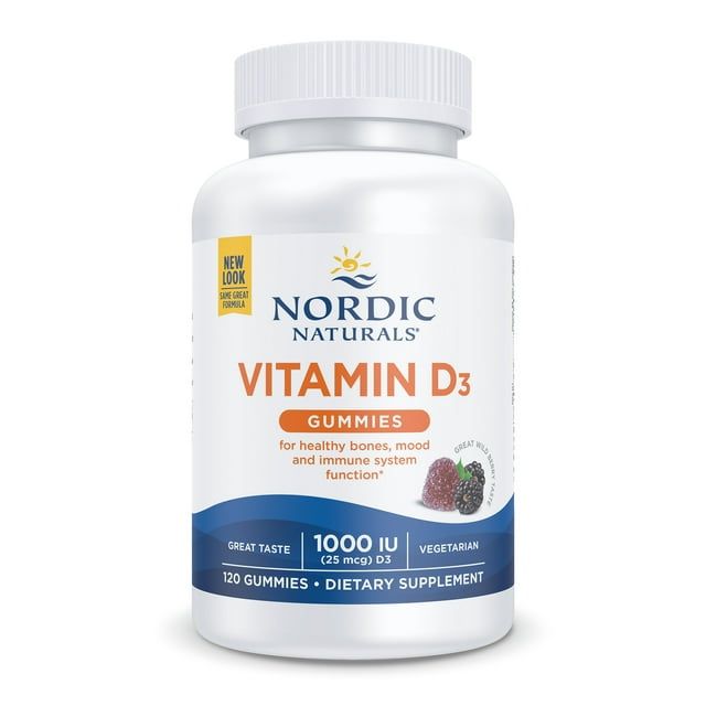 Nordic Naturals Vitamin D3 Gummies, 1000 IU, Great Taste, Non GMO, 120 Ct