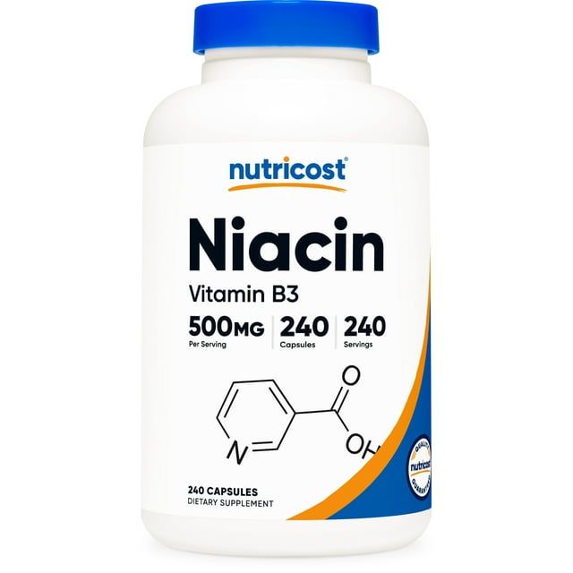 Nutricost Niacin (Vitamin B3) 500mg, 240 Capsules Gluten Free and Non GMO Supplement