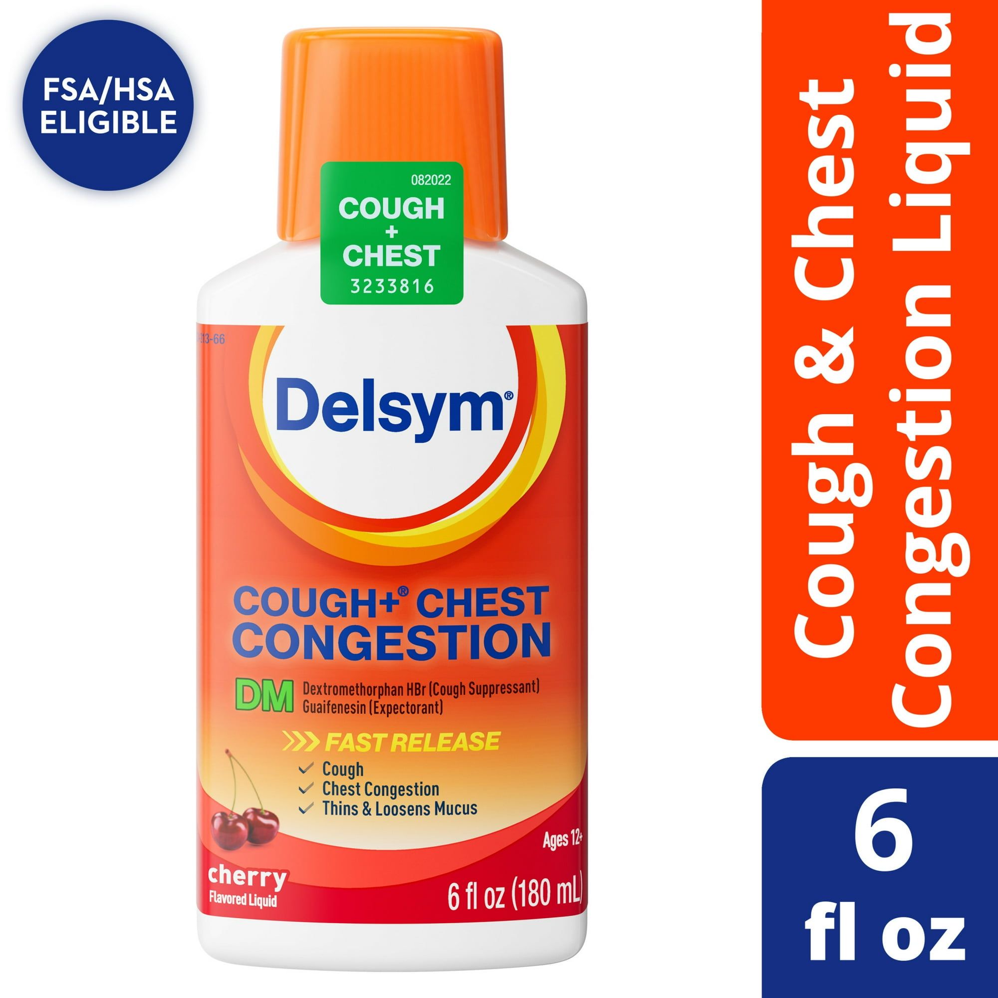 Delsym Max Strength DM Cough + Chest Congestion Medicine, Powerful Multi Symptom Relief, #1 Pharmacist Recommended, Cherry Flavor, 6 Fl Oz