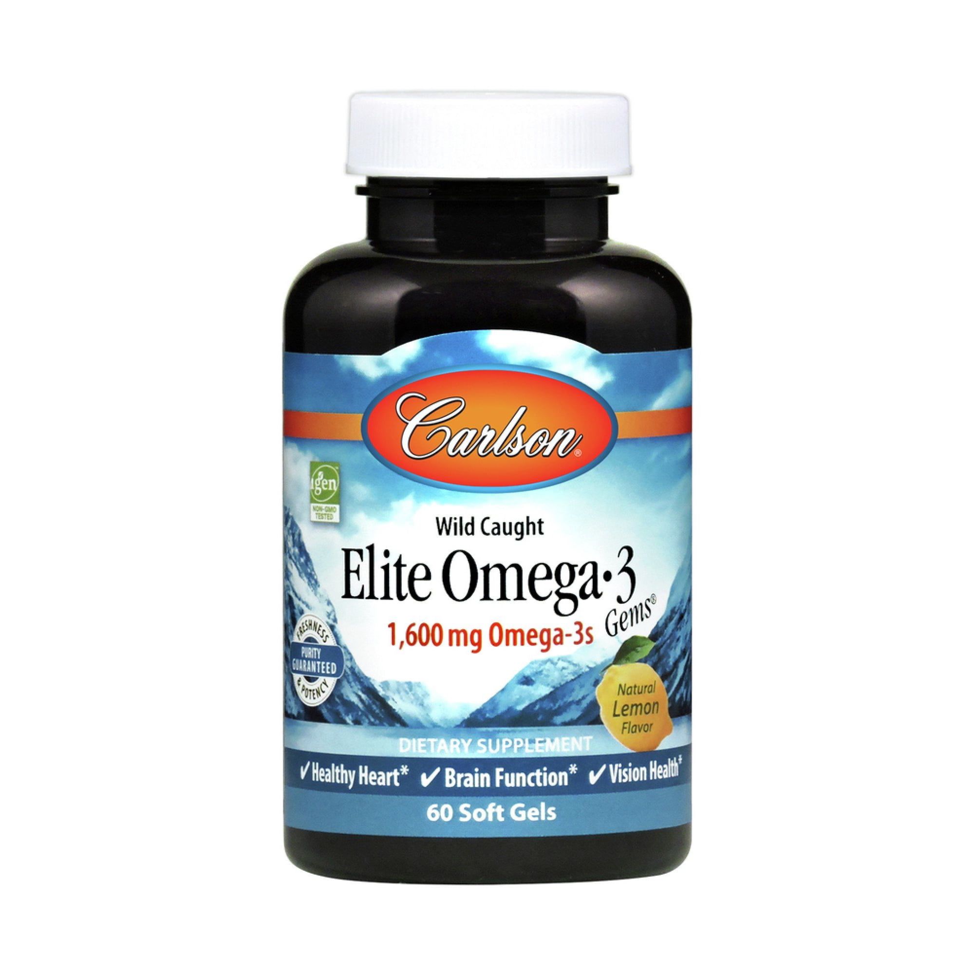 Carlson Labs Carlson Elite Omega 3 Gems Natural Lemon 800mg 60 Softgels