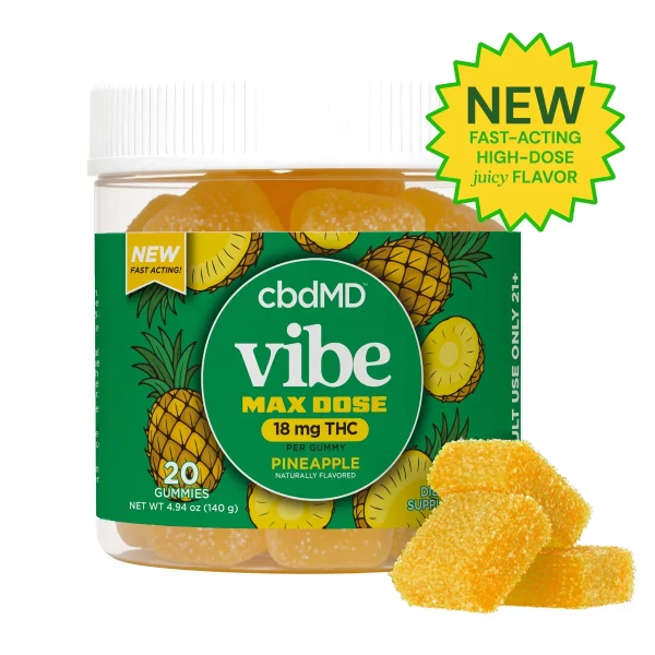cbdMD 18mg Delta-9 THC Max Dose Nano Gummies - PINEAPPLE