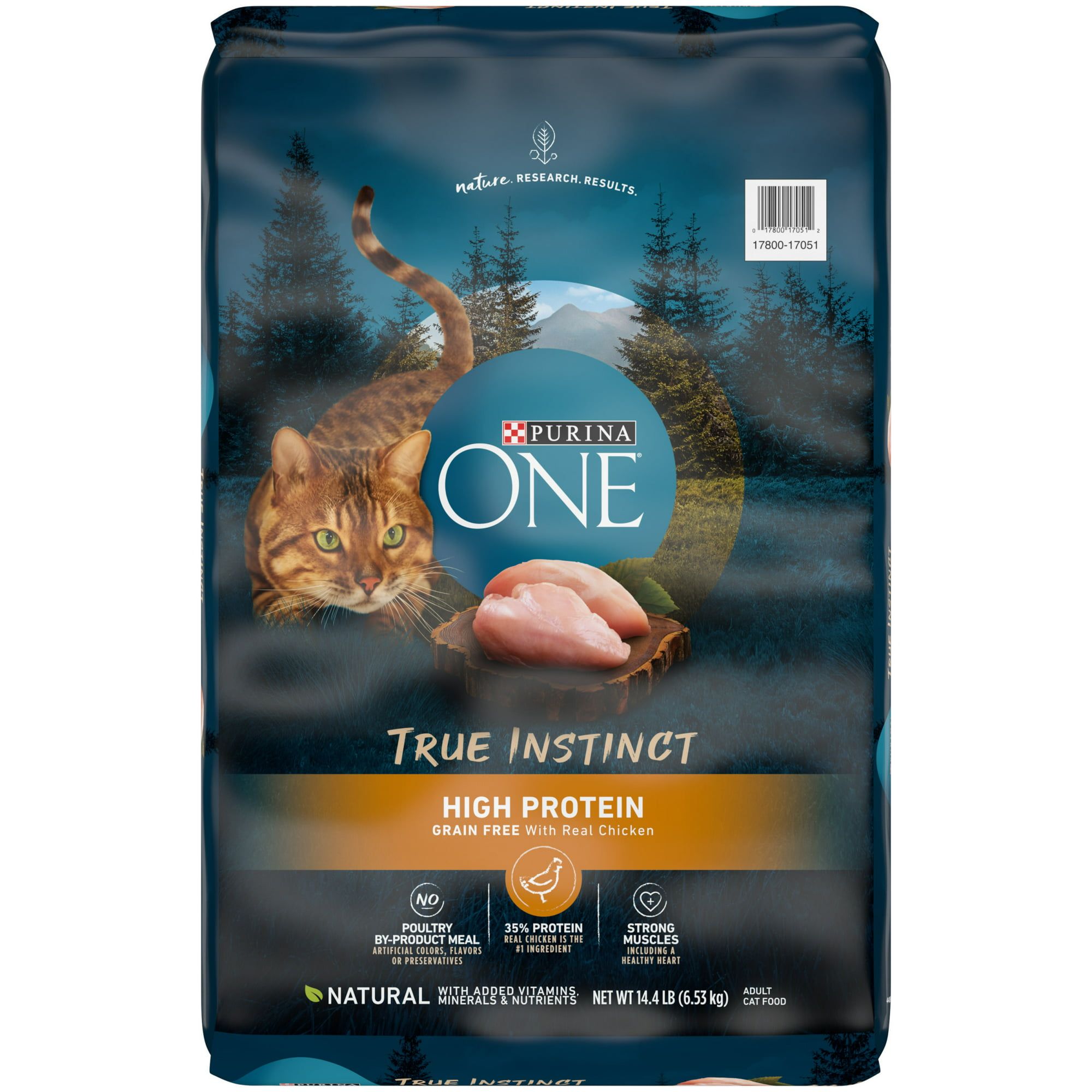 Purina One +Plus True Instinct Dry Cat Food Chicken, Grain Free, 14.4 lb Bag
