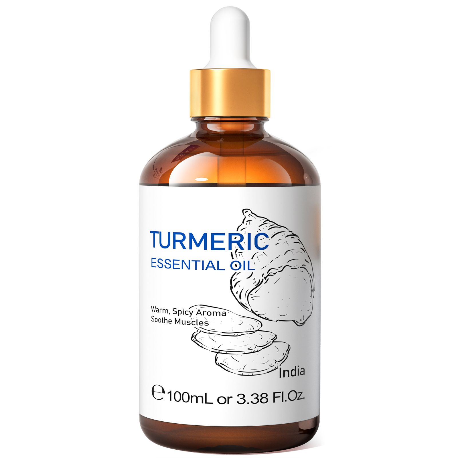 HIQILI 100ML Turmeric Essential Oils, 100% Pure Herbal Plant Oil for Candle, Health Promotion, Diffuser And Humidifier, Relax