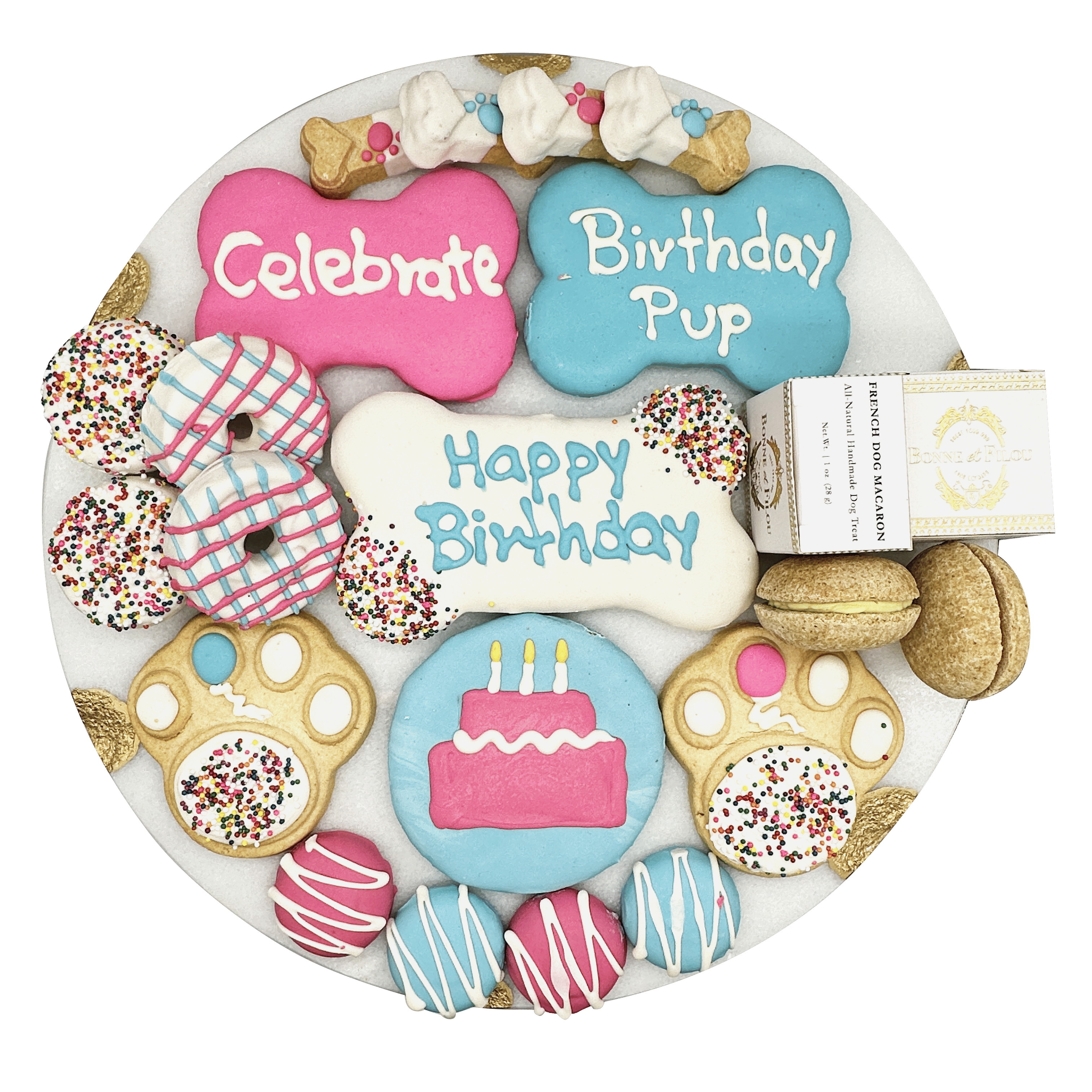 Bonne et Filou Happy Birthday Themed Dog Treats Gift Box