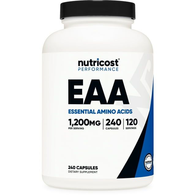 Nutricost EAA Capsules 1200mg, 120 Servings, 240 Capsules Essential Amino Acids Non GMO, Gluten Free & Vegan