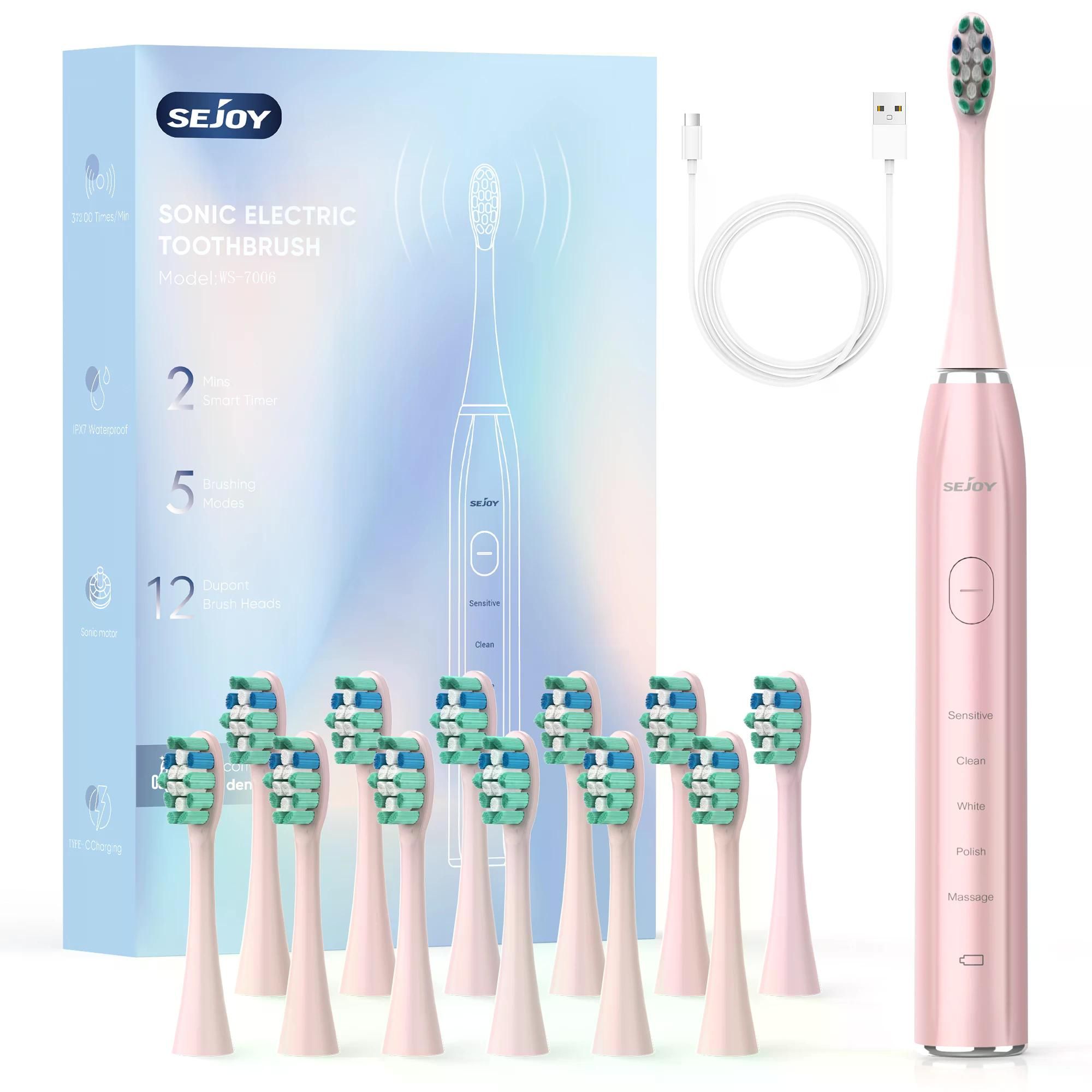 SEJOY Oral Cleaning Electric Tooth Brushes Long Lasting Smart Rechargeable Automatic Ultrasonic Electric Toothbrush