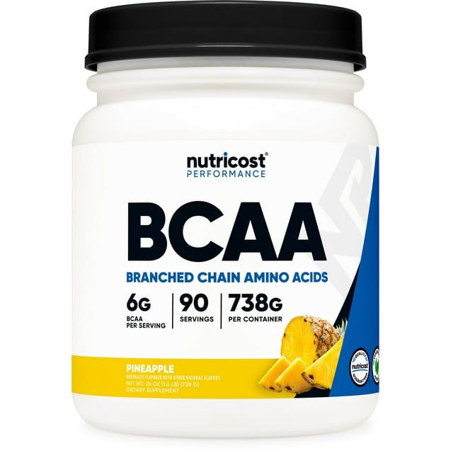 Nutricost BCAA Powder 2:1:1 (Pineapple) 90 Servings Non GMO Amino Acid