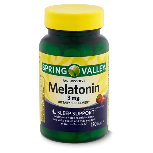 Spring Valley Fast Dissolve Melatonin Dietary Supplement Tablets, 3 mg, 120 Count