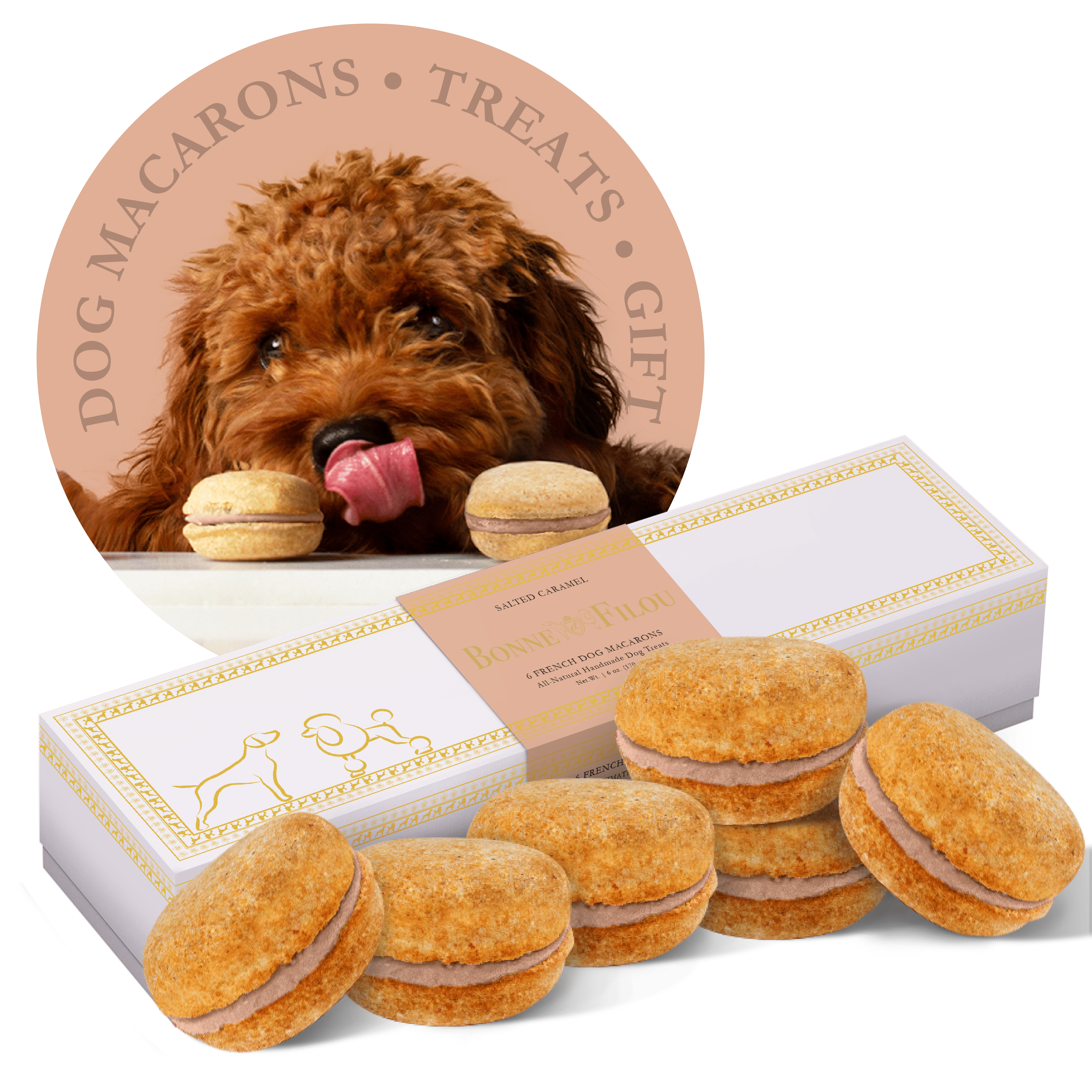 Bonne et Filou Dog Macarons Count of 6 (Dog Treats | Dog Gifts)