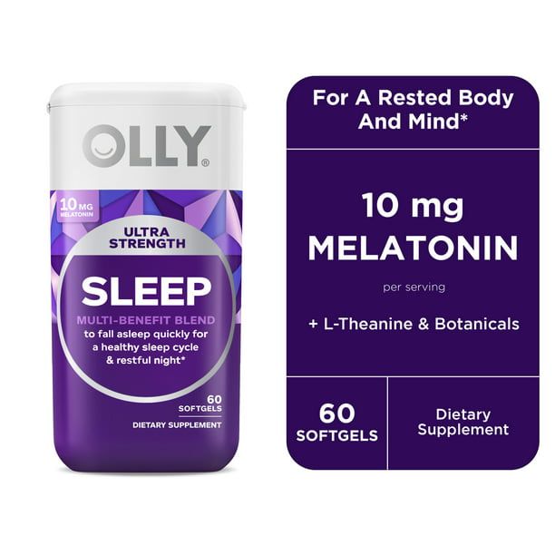OLLY Ultra Strength Sleep Softgel, Melatonin Sleep Aid, Magnesium, L Theanine, 60 Count