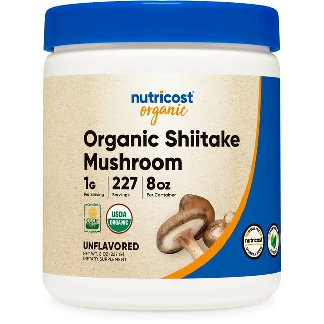 Nutricost Organic Shiitake Mushroom Powder 8oz 100% Organic Certified Supplement