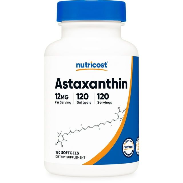 Nutricost Astaxanthin 12mg, 120 Softgels Gluten Free & Non GMO Supplement