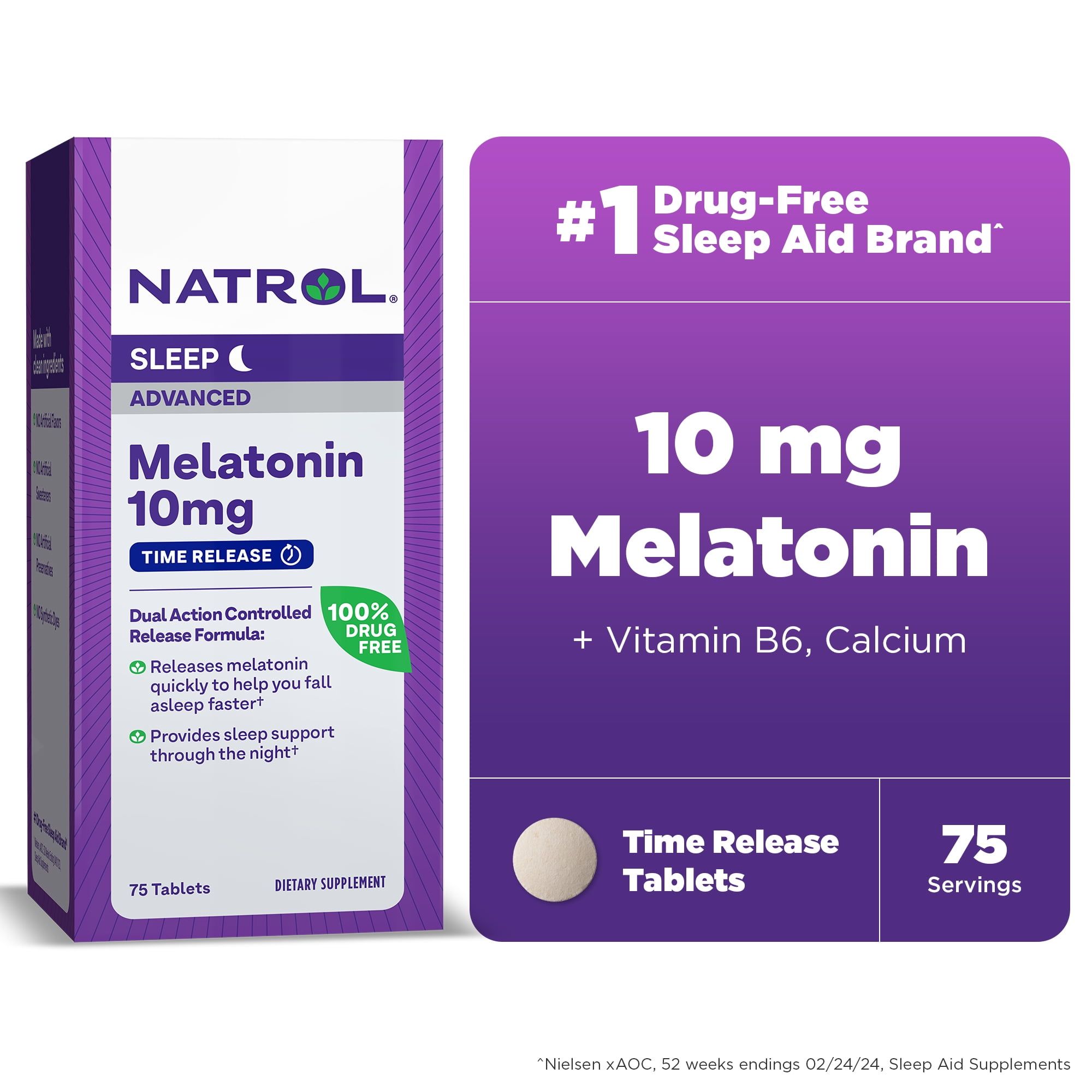 Natrol® Sleep Advanced Melatonin Time Release Tablets, Nighttime Sleep Aid, 10mg, 75 Count