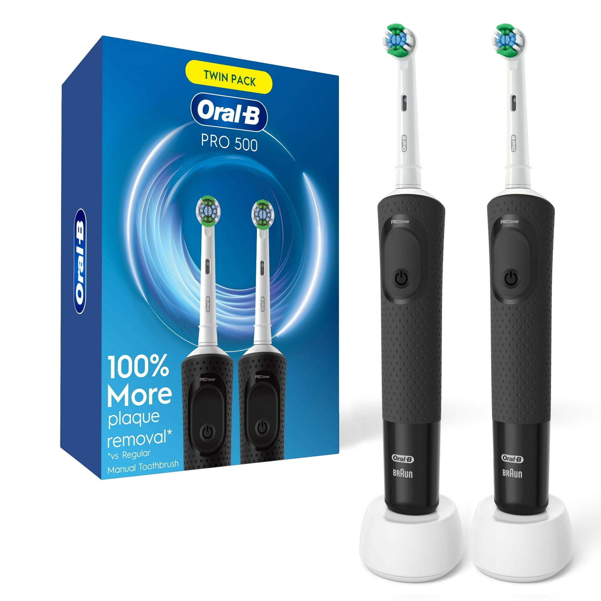Oral B Pro 500 Electric Toothbrush with (1) Brush Head, Black, for Adults and Children 3+