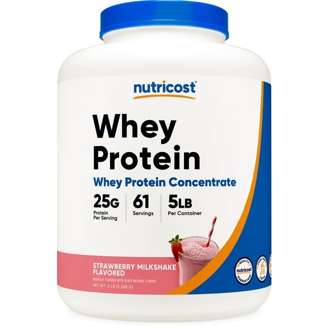 Nutricost Whey Protein Concentrate (Strawberry Milkshake) 5LBS Protein Supplement