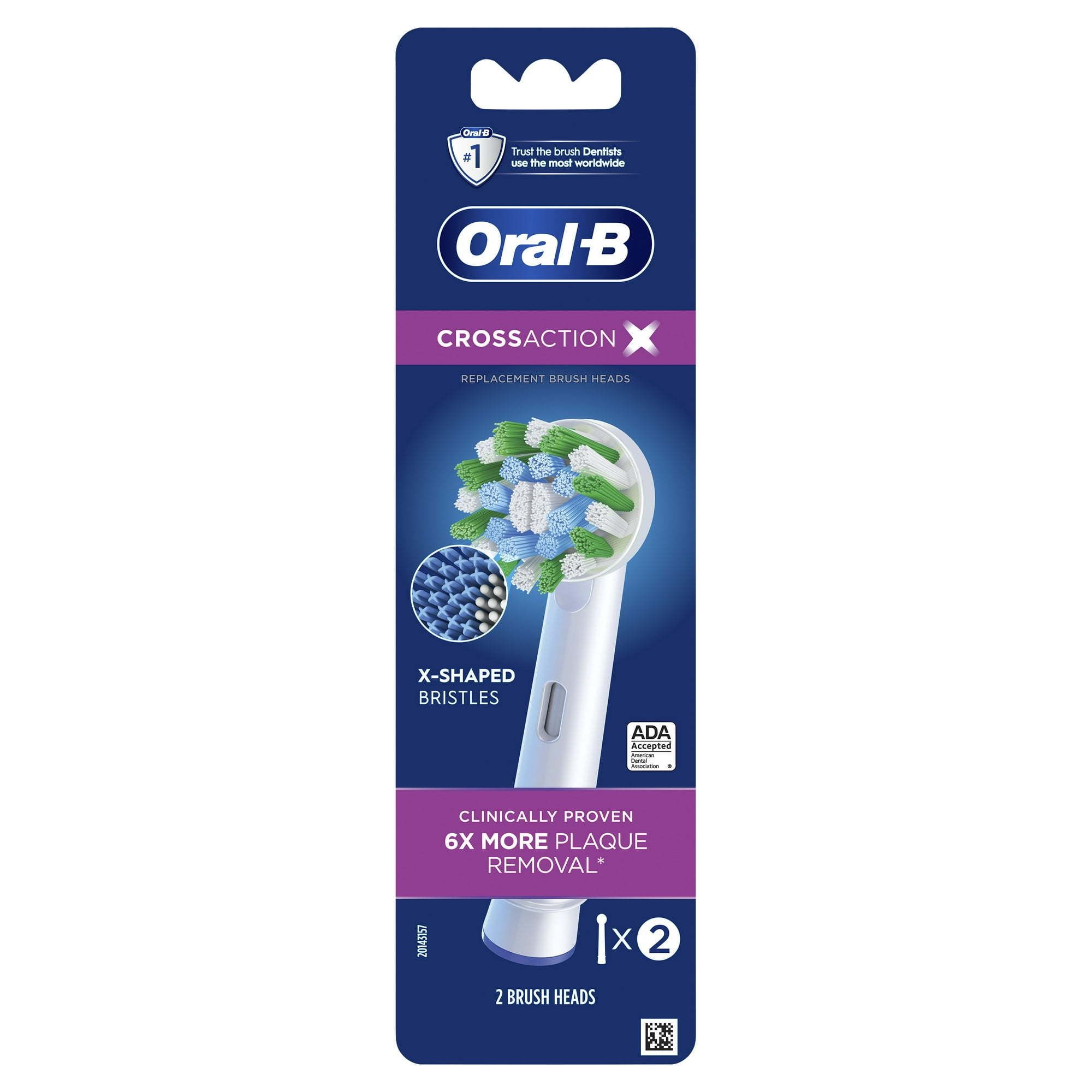 Oral B CrossAction Electric Toothbrush Replacement Brush Heads, 2 Ct