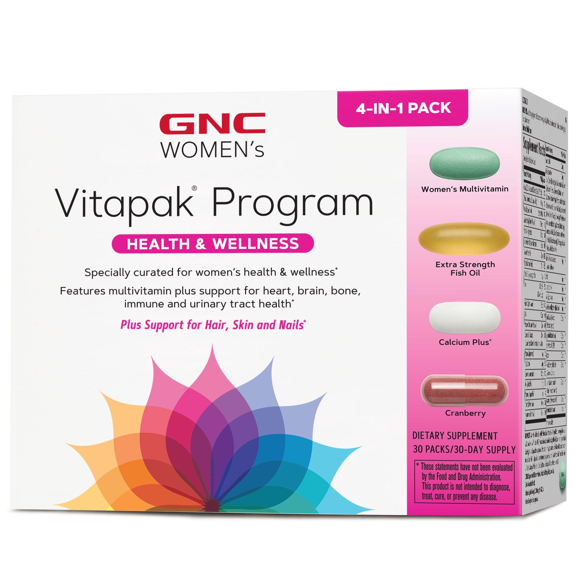 GNC Women's Vitapak Program, 30 Daily Packs, 4 in 1 Complete Daily Multivitamin and Nutrition