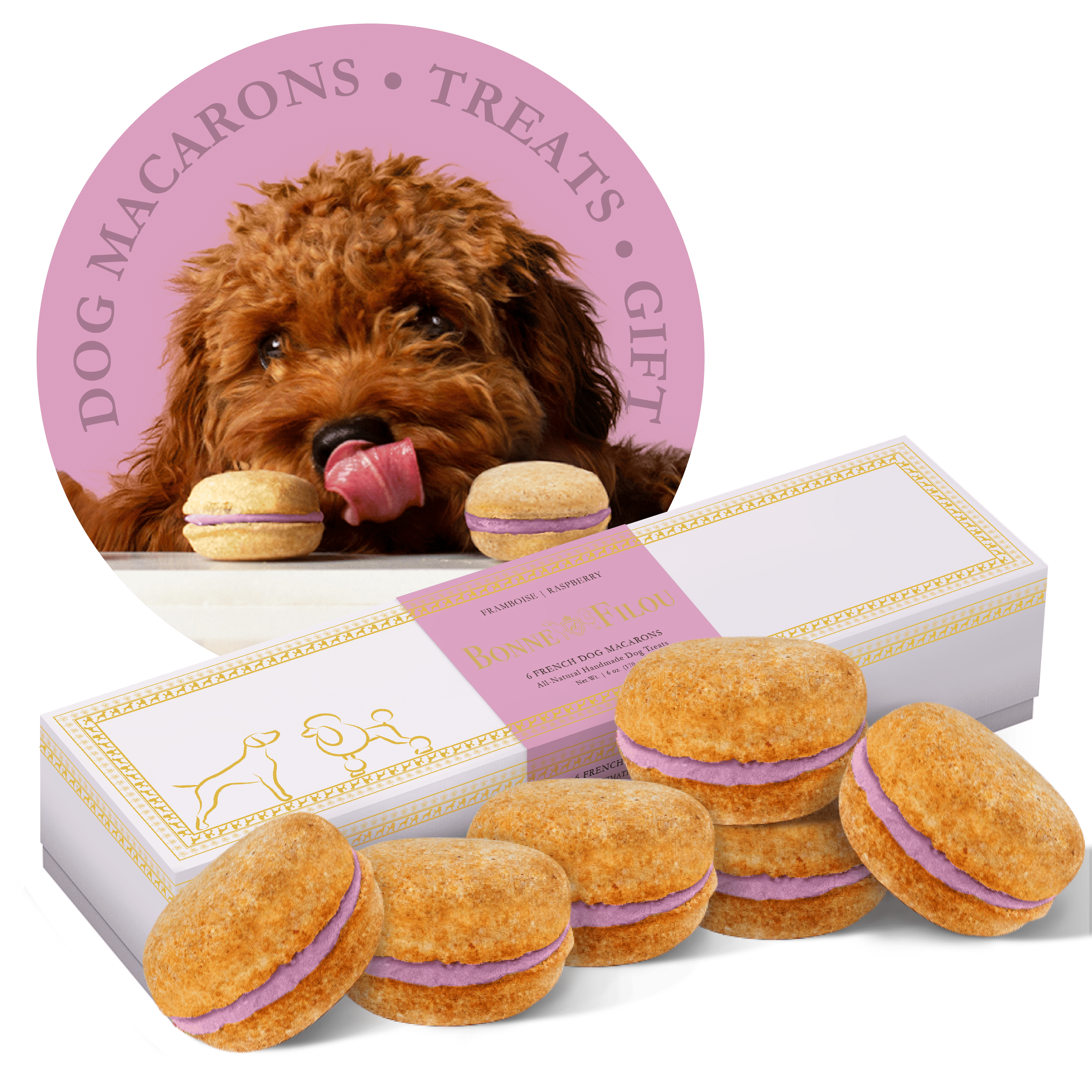 Bonne et Filou Dog Macarons Count of 6 (Dog Treats | Dog Gifts)