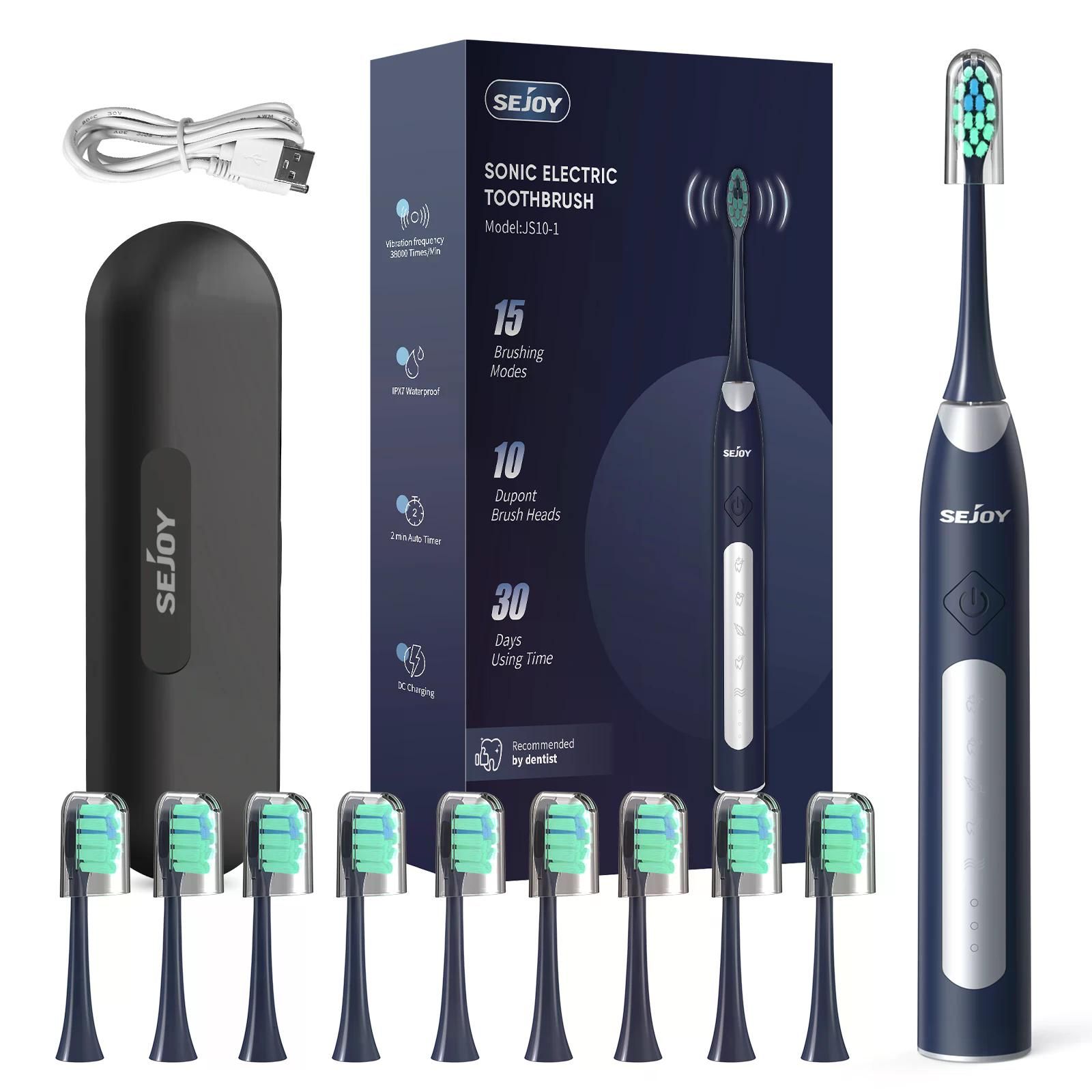 SEJOY Oral Cleaning Personal Sonic Electric Toothbrush Care Appliances IPX7 5 Modes Smart Rechargeable Automatic Toothbrush